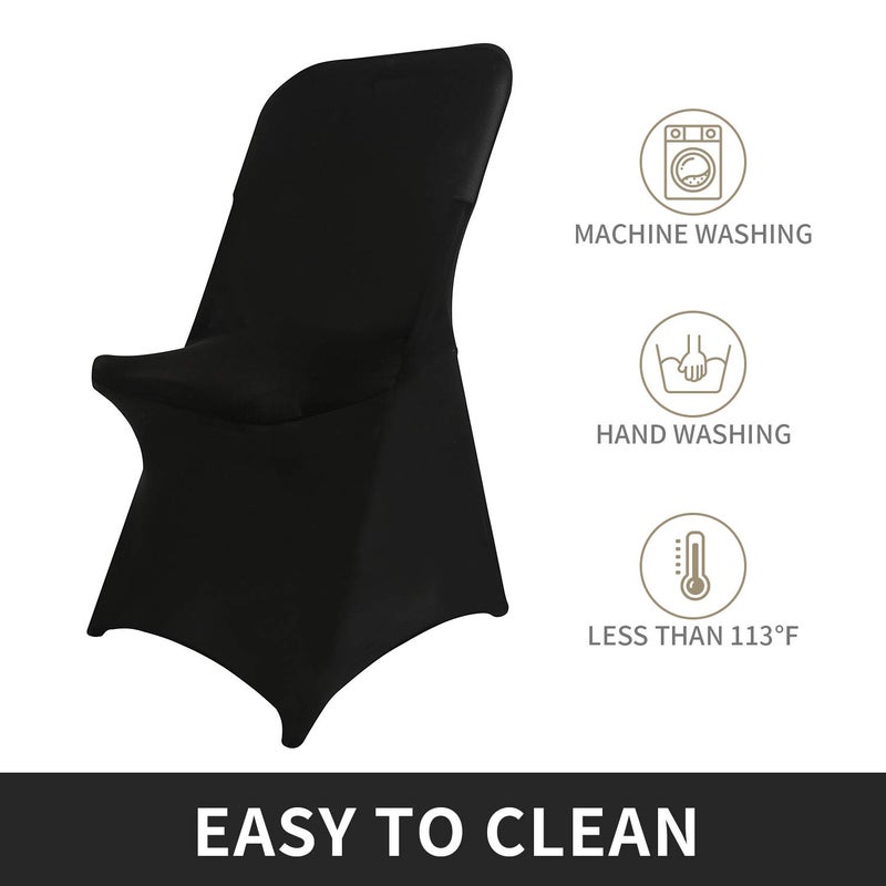 Peomeise Stretch Spandex Folding Chair Cover for Wedding Party Dining Banquet Event (Black,6pcs) - Image 2